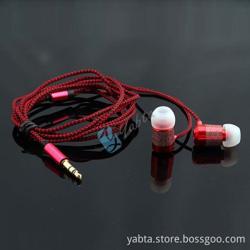 Yabta Laser CLOUD Pattern Stereo Metal Case Earphone Wired Braided Eaphone